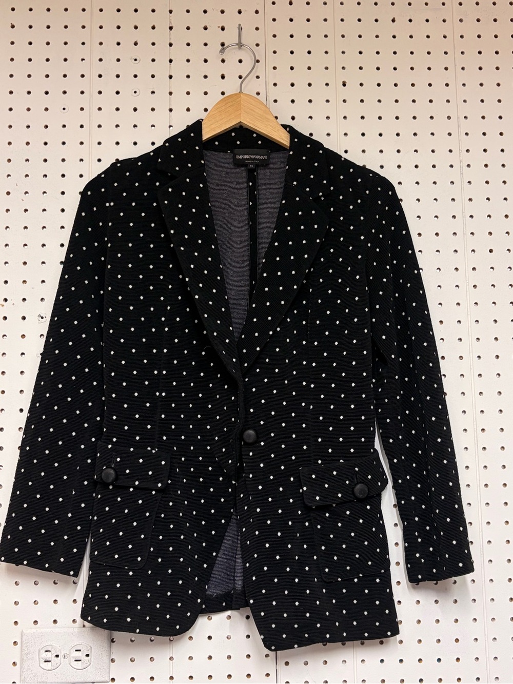 Emporio Armani Black Blazer with White Polka Dots